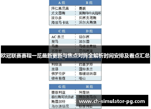 欧冠联赛赛程一览最新更新与焦点对阵全解析时间安排及看点汇总